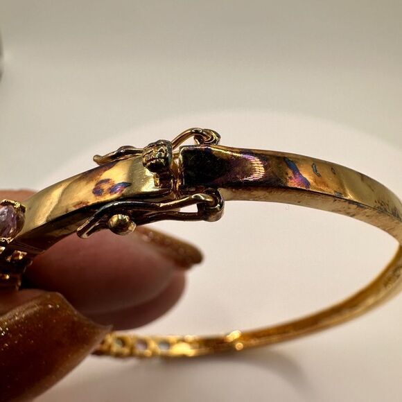SALE! VTG Multi-gemstone cuff bracelet in gold tone over stamped .925! - Picture 7 of 7